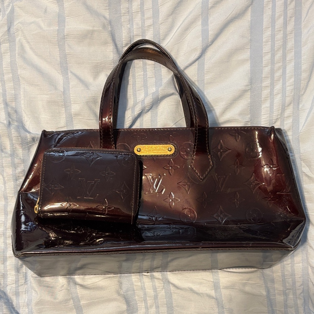 Louis Vuitton Vernis Amarante tote and matching wallet